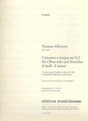 Albinoni, Tomaso: Concerto à cinque d-Moll op.9,2 für Oboe, Streicher und Bc, Continuo (= Cembalo) 