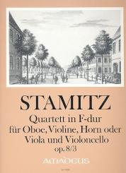 Stamitz, Karl Philipp: Sonate F-Dur op.8,3 für Oboe, Violine Horn (Viola) und Violoncello, Partitur und Stimmen 