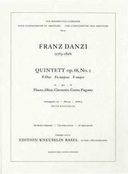 Danzi, Franz: Quintett F-Dur op.68,2 für Flöte, Oboe, Klarinette, Horn und Fagott, Stimmen 