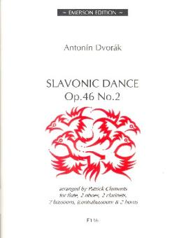 Dvorak, Antonin Leopold: Slavonic Dance op.46,2 for flute, 2 oboes, 2 clarinets, 2 bassoons and 2 horns, score and parts 