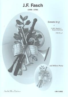 Fasch, Johann Friedrich: Sonata in g Minor FWVN:g1 for 2 oboes, bassoon and Bc, score and parts 